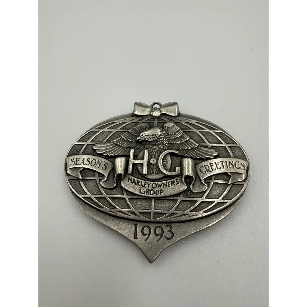 Harley-Davidson Ornament 1993 Harley‎ Owners Group HOG Seasons Greetings Metal
